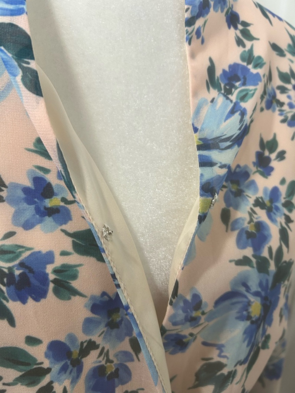 Alexa Admor Floral Mini Dress Blue Blush Elastic Waist Sheer Sleeve Womens sz 2 - Picture 10 of 13